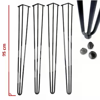 Decorative hairpin metal table legs Ø12 bar, height 95 cm - set of four legs