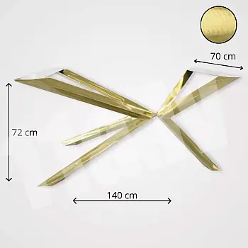 Kuldset värvi asümmeetriline lauaraam suurtele lauaplaatidele, kõrgus 72 cm, laius 70 cm, pikkus 140 cm, terasest ruudukujuline profiil 6x6 cm