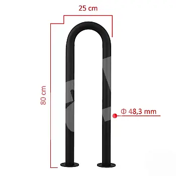Kompaktne ümberpööratud U rattahoidik kõnniteele kinnitamiseks, kõrgus 80 cm, laius 25 cm
