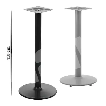 Centrālā metāla galda pamatne bāra augstuma galdiem, melna vai pelēka pulverkrāsa, augstums 110 cm