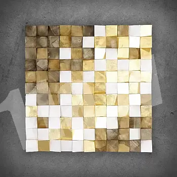 3D kunstiteos, metallimaal, puidust mosaiik, 75x75 cm