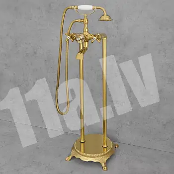 Brīvi stāvošs grīdas vannas jaucējkrāns, krāsa - zelta, pulēts, augstums: 98cm
