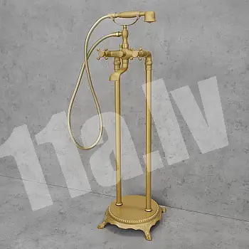 Brīvi stāvošs grīdas vannas jaucējkrāns, krāsa - zelts, antīks misiņš, augstums: 101cm