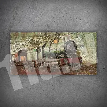 3D metal wall decor &amp;quot;Retro steam locomotive&amp;quot;, height 50 cm, width 100 cm, weight 7 kg