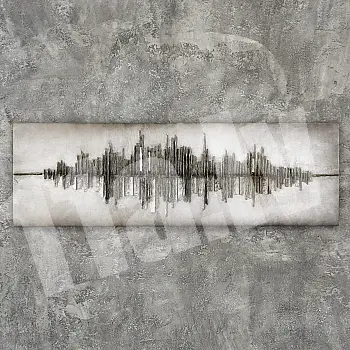 3D metal wall decor, Reflection in water, Cityscape, position horizontal, dimensions 180x56 cm