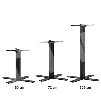 Tērauda centrālā galda kāja ar krustveida apakšējo plāksni lielām galda virsmām līdz D110 cm, augstumiem 60cm, 72cm, 106cm, jebkurā RAL krāsā