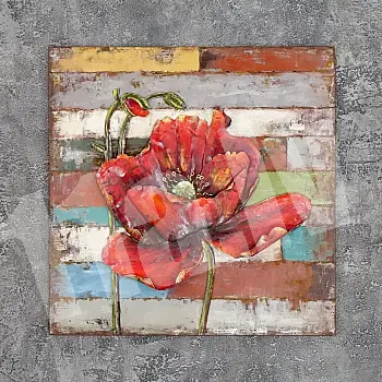 3D metal wall decor, poppy flower, 80x80cm