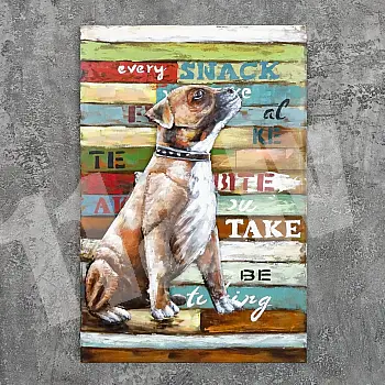 3D metal wall decor, a small dog with a leash, 80x120cm