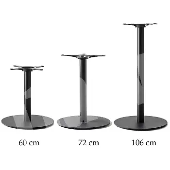 Heavy central table leg made of steel, for table tops with diameter up to 100 cm, for coffee tables, dinning tables or bar tables, in any RAL color