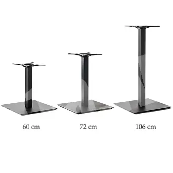 HORECA plieninė kvadrato formos stalo kojelė dideliems stalo paviršiams, kurių dydis iki 120x120 cm, aukštis 60 cm, 72 cm arba 106 cm, bet kokia RAL spalva