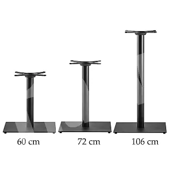 Plieninė kvadrato formos stalo koja su apvalia kolona dideliems stalo paviršiams iki 120x120 cm, skirtingi aukščiai 60 cm, 72 cm arba 106 cm, bet kokios RAL spalvos
