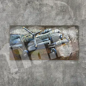 3D metal wall art, metal image &amp;quot;Old airplane with propellers&amp;quot;, dimensions 140x70 cm