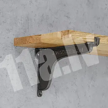 Dekoratīvs tērauda plauktu turētājs ar gravējumu, garums 23 cm, rokas garums 15 cm, komplektā divi gab.