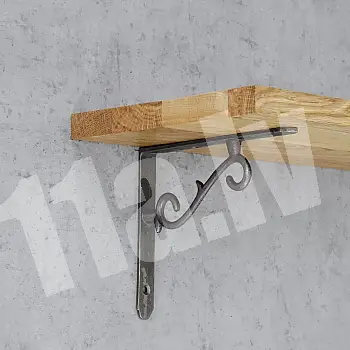 Cast iron shelf support, bracket, height 18 cm, length 13.5 cm, S-type look, set of 2 pcs