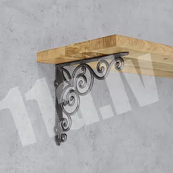 Durable cast iron shelf bracket with design elements, depth 30 cm, height 27 cm, set of 2 pcs.