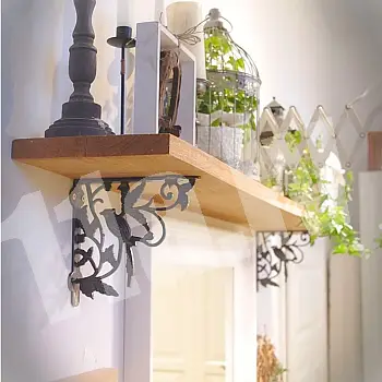 Decorative cast iron shelf holders with engraving, Birds, 19x18cm in a set of two pcs.