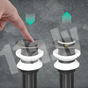 Pop-up izlietnes aizbāznis bez pārplūdes, izgatavots no misiņa, melnā krāsā, 19 cm
