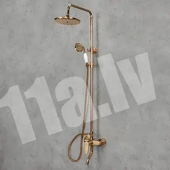 Retro stiilis dušisüsteem, messing, antiikne pronksvärv, keraamiline viimistlus, kõrgus 134,5 cm