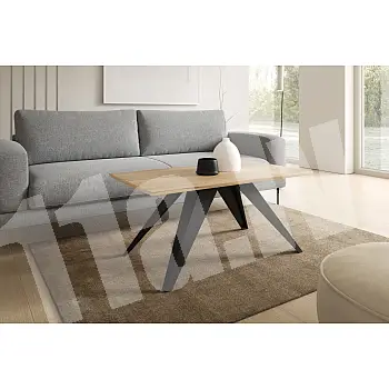 Lofto stiliaus stačiakampis kavos staliukas – 120x60 cm, aukštis 48 cm, tvirtas plieninis rėmas