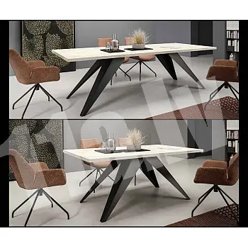 Extendable rectangular dining table - 140/190/240 cm, Table top width: 80 cm, height: 76 cm, modern black or white metal legs, durable laminated top in 6 color options, 76 cm height
