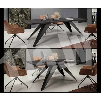Extendable rectangular dining table - 160/210/260 cm, width: 90 cm, height: 76 cm, modern black or white metal legs, durable laminated top in 6 color options, 76 cm height