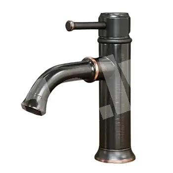Transitional style design washbasin faucet made of brass, height 19.5 cm, spout length 12.5 cm