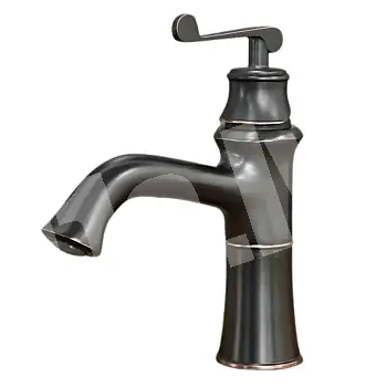 Retro style washbasin faucet made of black brass, height 23.5 cm, spout length 13.5 cm