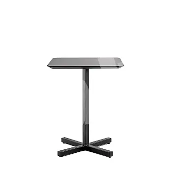 Metal central table base, height 72 cm, rectangular type column, made of steel, bottom base size 43x43, in black color