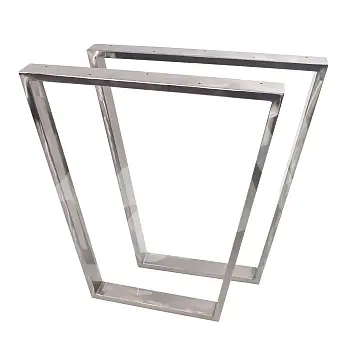 Trapezoidal shape table leg from polished steel, height 72 cm, width 50, 2 legs in the set