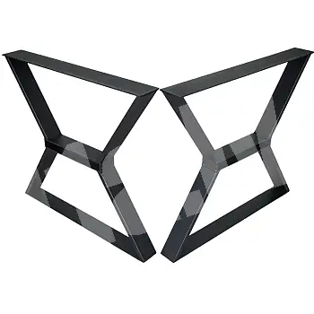 X-shape frame metal table legs made of high-quality steel, height 71 cm, width 80 cm, black color, set of 2 pcs