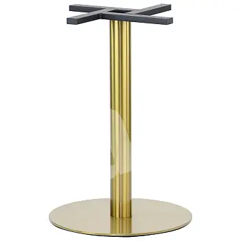 Central table base, made of stainless steel, gold color, base 50cm, height 72cm