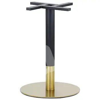 Centrinis stalo pagrindas, nerūdijančio plieno, aukso/juodos spalvos, pagrindas 50cm, aukštis 72cm