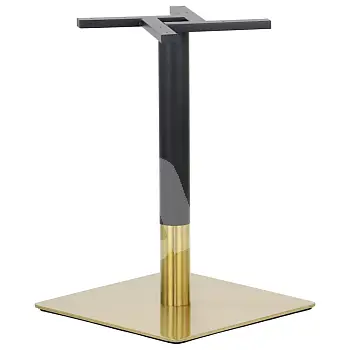 Central table base, made of stainless steel, gold/black color, bottom plate dimensions 50x50 cm, height 72cm