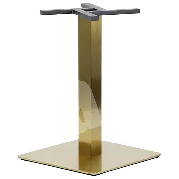 Central table base made of stainless steel, gold color, bottom plate dimensions 50x50 cm, height 72cm