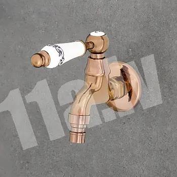 Sieninis maišytuvas iš žalvario, rožinio aukso spalvos, aukštis 11 cm, snapelio ilgis 14 cm