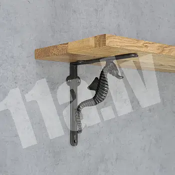 Cast iron shelf support, bracket, height 18 cm, length 18 cm, Sea horse, set of 2 pcs