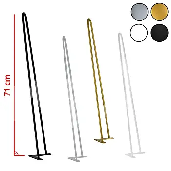Dekoratīvas metāla galda kājas no diviem stieņiem, 1 cm stieņa diametrs, augstums 71 cm - četru kāju komplekts