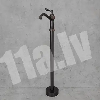 Laisvai pastatomas žalvarinis vonios maišytuvas, spalva - juoda, satinas, aukštis: 100 cm
