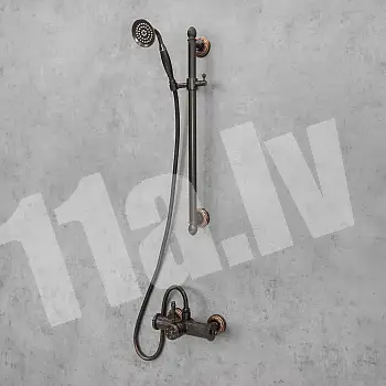 Retro stiliaus dušo sistema, žalvarinė, juodos spalvos, satino, aukštis 65 cm