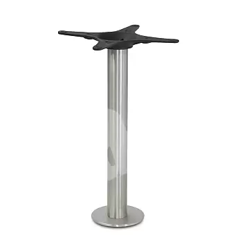 Bāra galda centrālā kāja no metāla, augsta galda pamatne, augstums 106 cm, slīpēts nerūsējošais tērauds, montējama pie grīdas