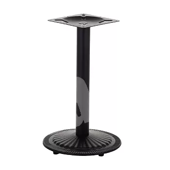 Centrālā metāla galda kāja izgatavota no tērauda, melnā krāsā, augstums 72,5 cm, apaļas apakšējās plāksnes diametrs 45 cm