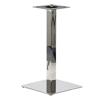 Polished stainless steel table base 40x40 cm, height 72 cm