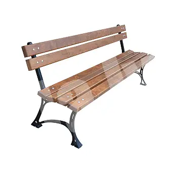 Ketaus sodas, parko suoliukas Merano Lite be porankių su atlošu, alksnio lentos 150 cm, 30 kg