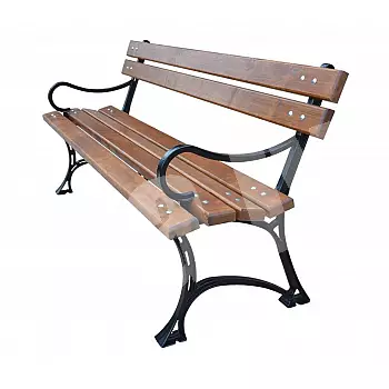 Čuguna sols dārzam, parkam Grace Lite ar roku balstiem, impregnētie alkšņa dēļi, garums 150 cm, svars 31 kg