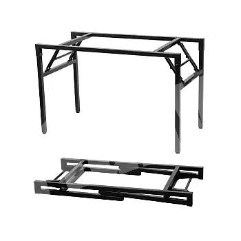 Sulankstomas plieninis stalo pagrindas parodos stalui, juodos arba pilkos spalvos, ilgis 136 cm, plotis 66 cm