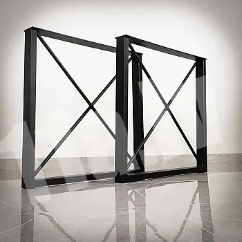 X-type rectangular shape table legs, set of 2, height 72 cm, width 75 cm, set of 2 pieces, black color