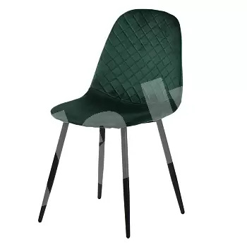 Upholstered velvet chairs without armrests, moss green color, height 87 cm, seat height 46 cm, set of 4 chairs