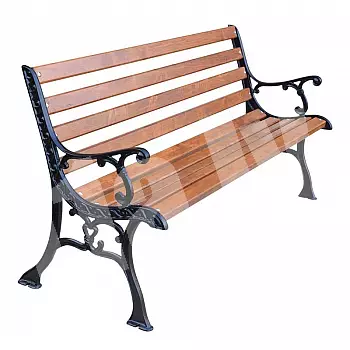 Ketaus parko suoliukas, ilgis 150 cm, alksnio lentos sėdynei ir sėdynės atlošui, svoris 35 kg