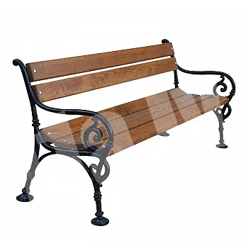 Metalinis sodo suoliukas Vienna, ketaus, alksnio lentos, ilgis 150 cm, svoris 39 kg