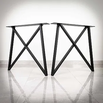 Metāla kājas X-forma, izmēri 75x72cm, melna krāsa, komplektā 2 gab